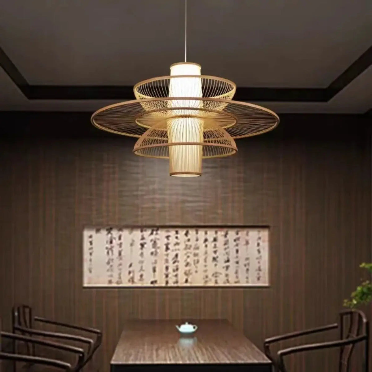 Lampa wisząca geometryczna zen bambusowa | Savicia