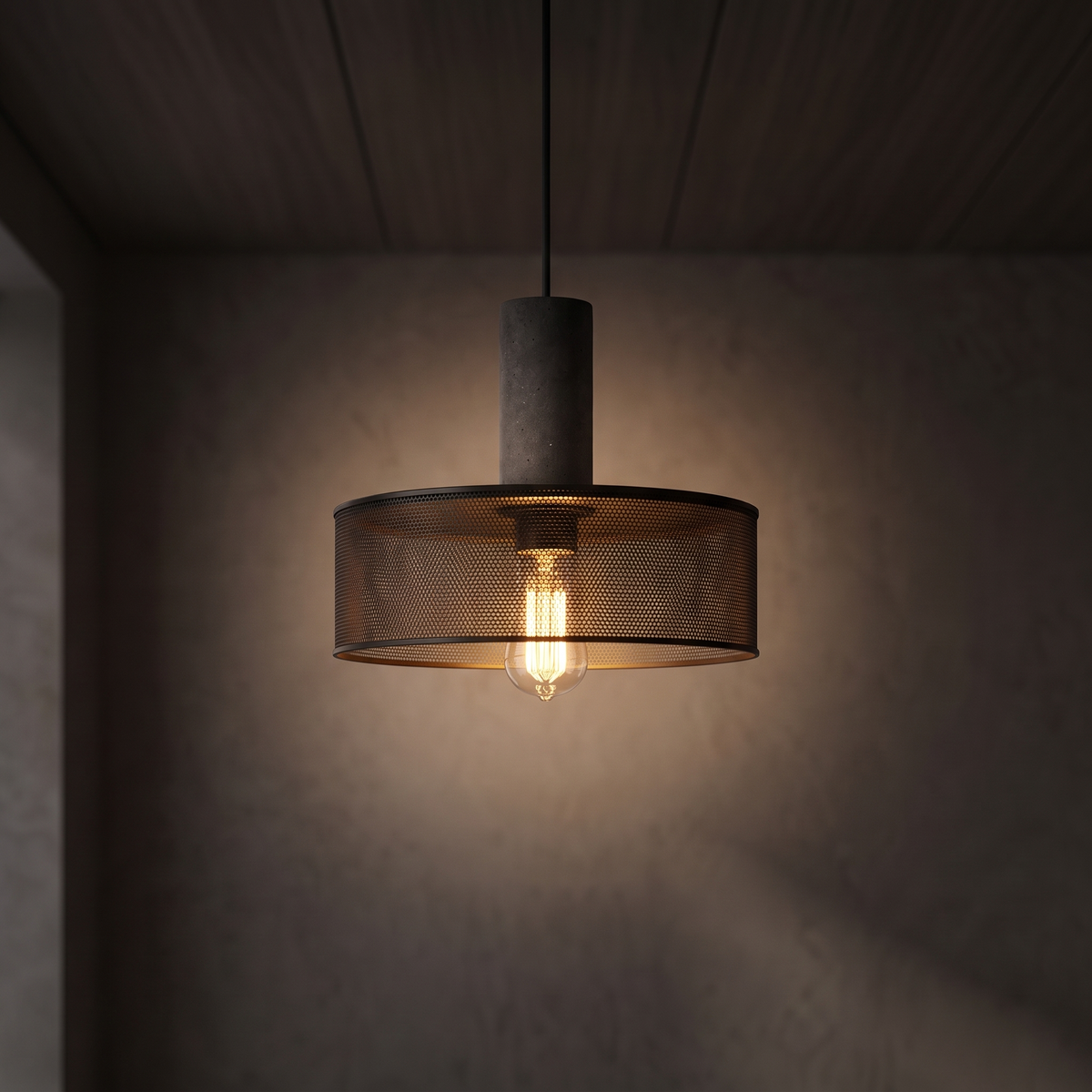 Lampa wisząca industrialna loft | Ambrella – zapalone światło