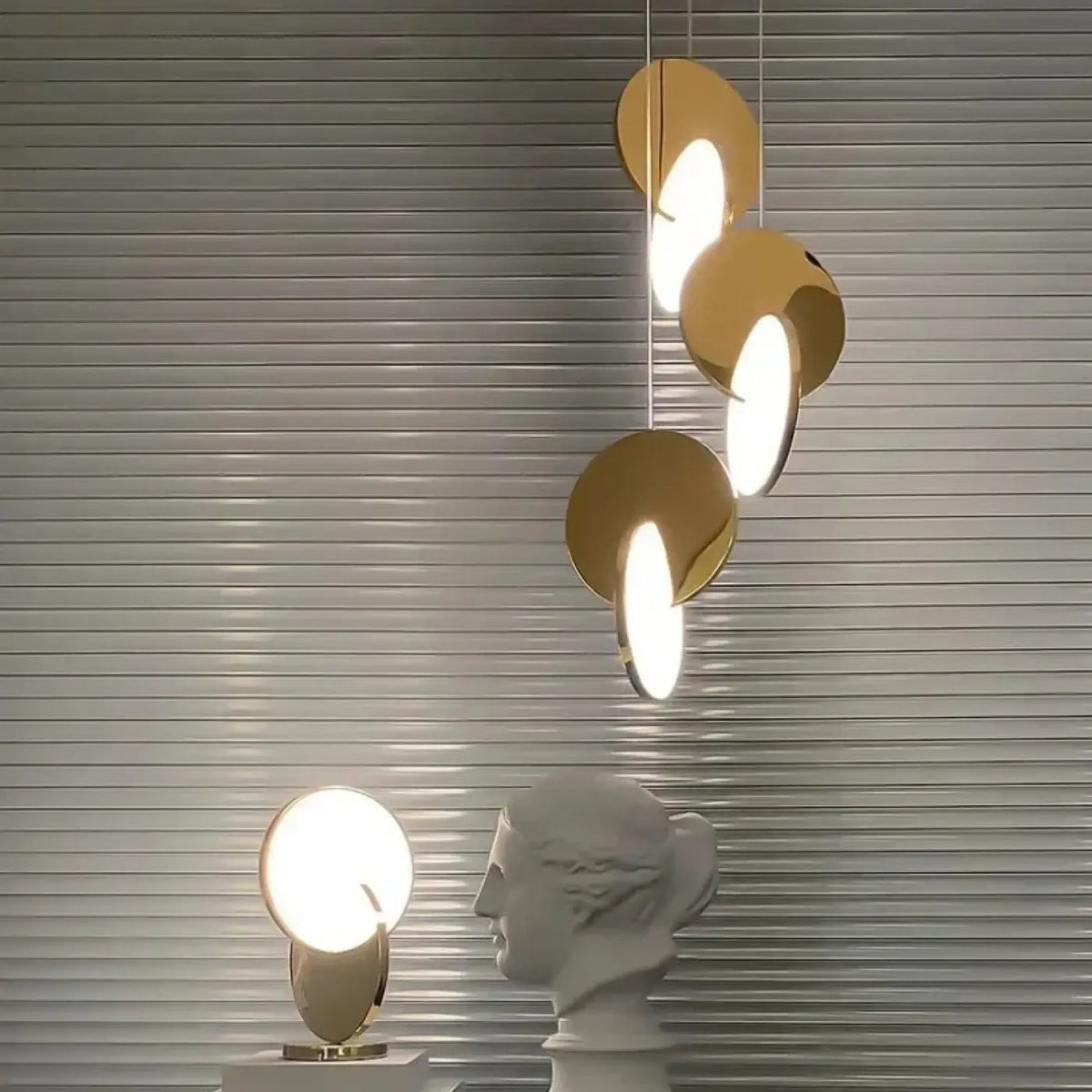 Lampa wisząca minimalistyczna aluminiowa dysk | Vivenna