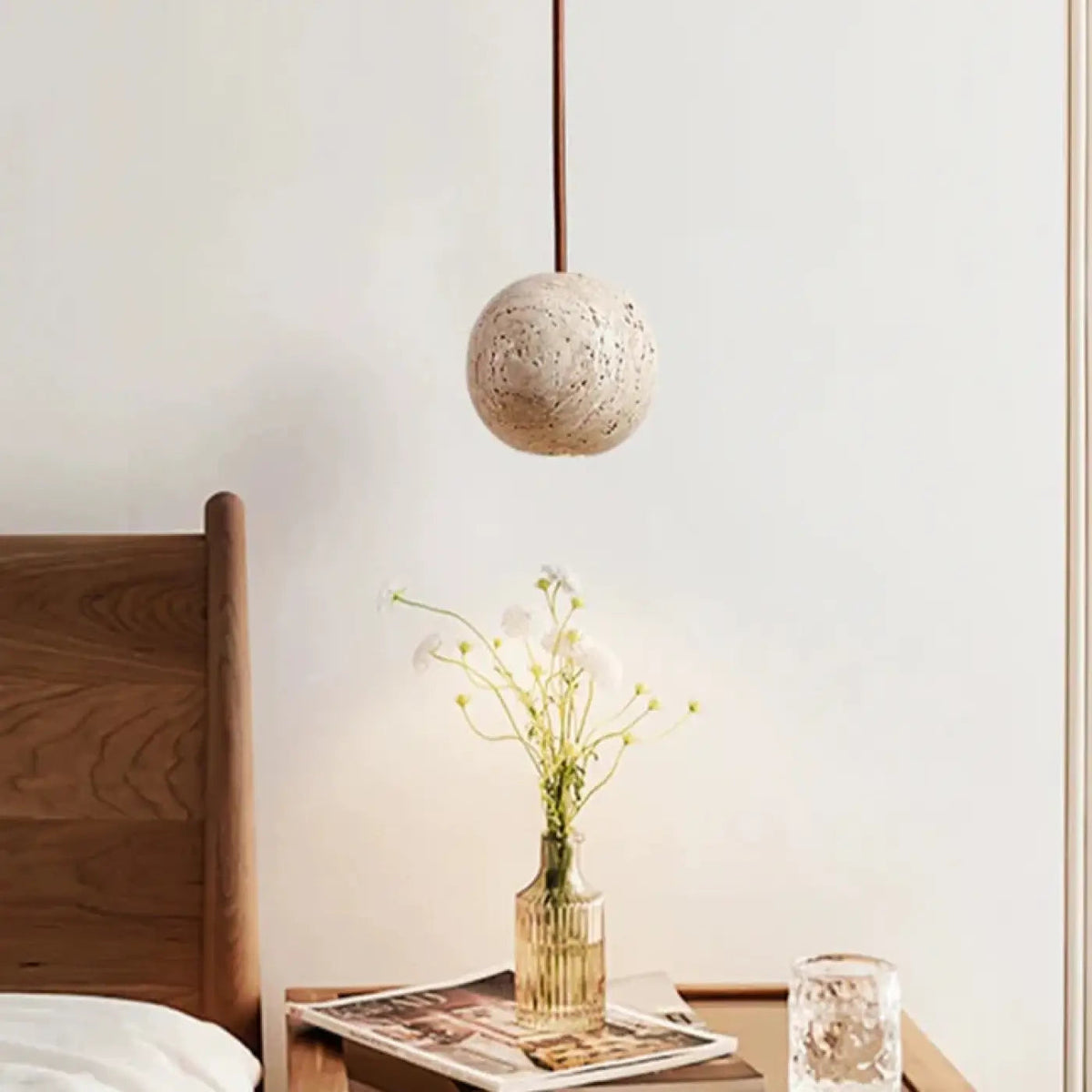 Lampa wisząca mała kula z kamienia | Elmelle