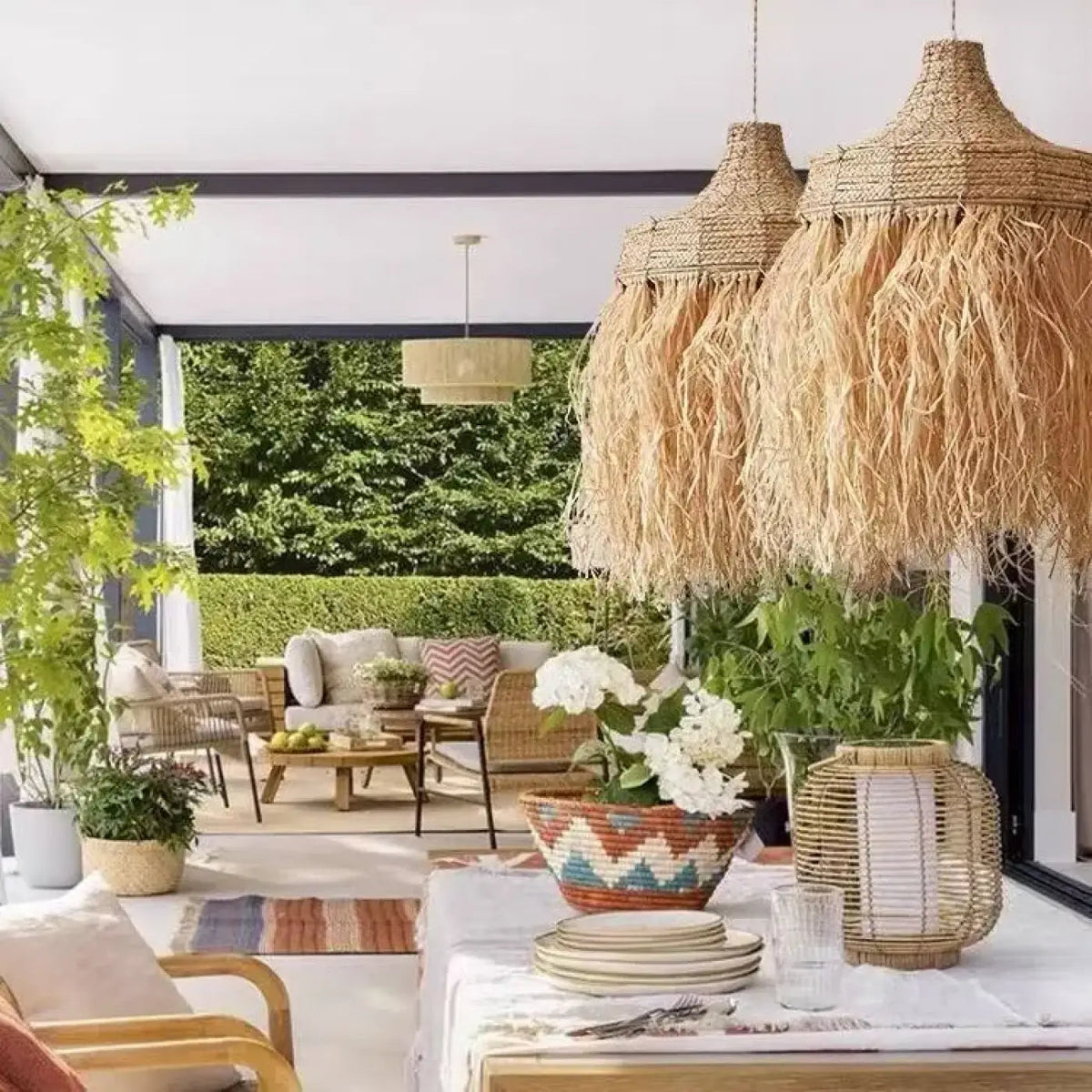 Lampa wisząca z rafii boho | Verdara