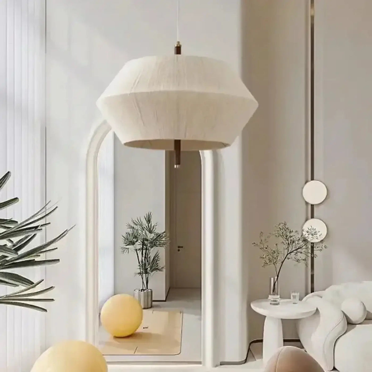 Biało drewniana lampa wisząca | Orvelle