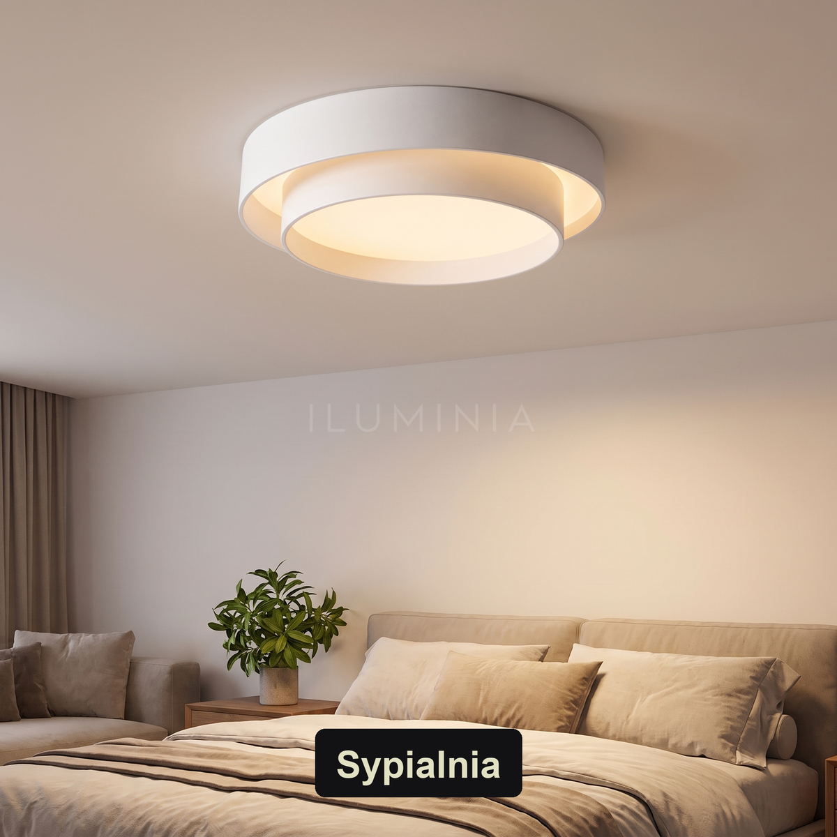 Biały plafon do sypialni | Raveo