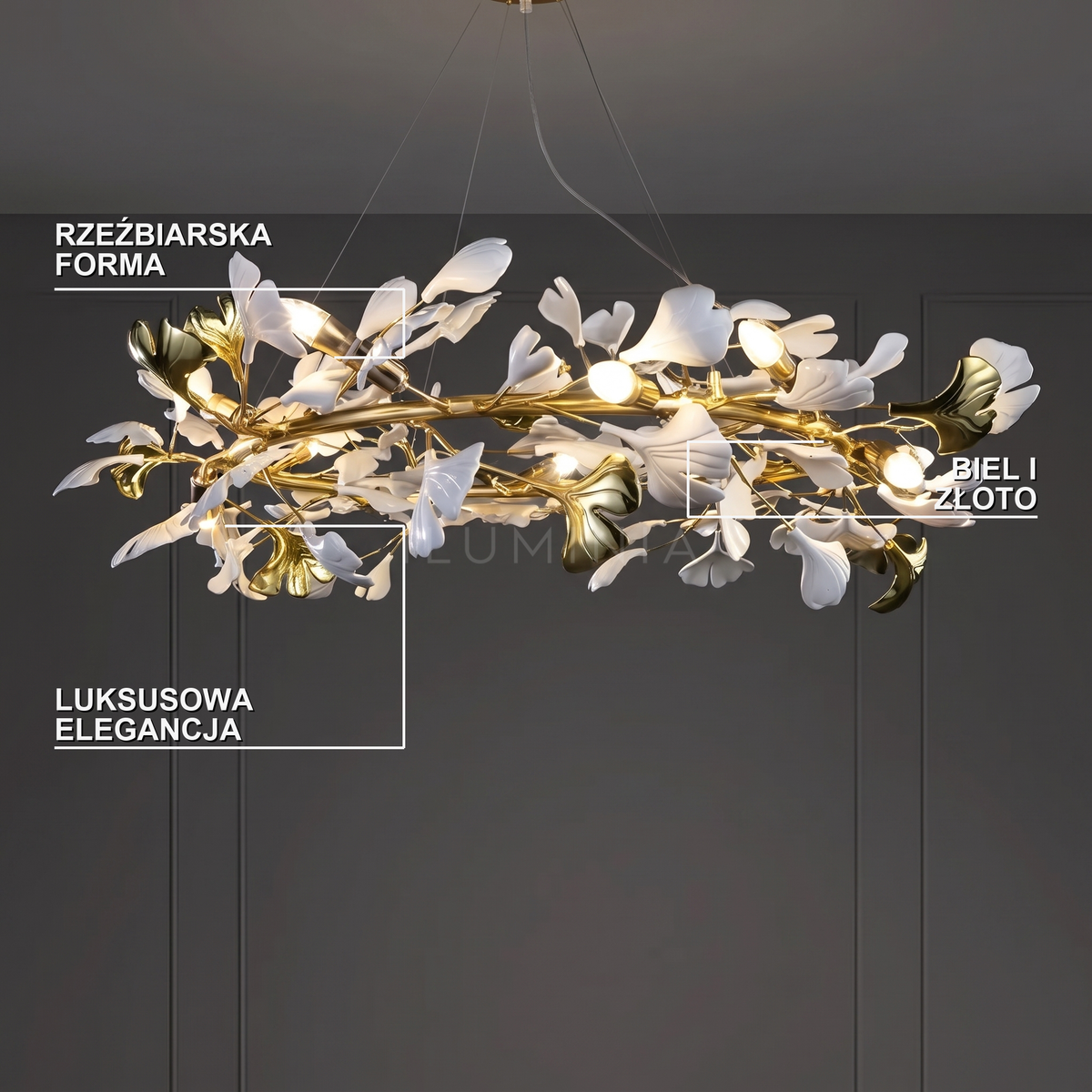 Biały żyrandol do salonu | Sienetta
