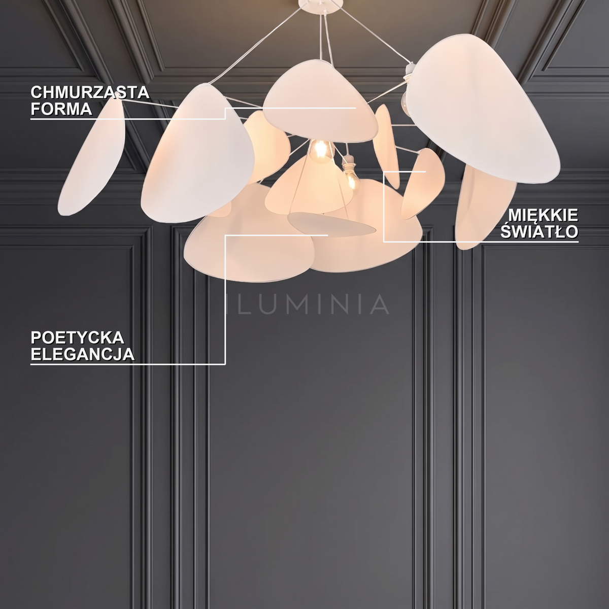Biały żyrandol glamour | Valana