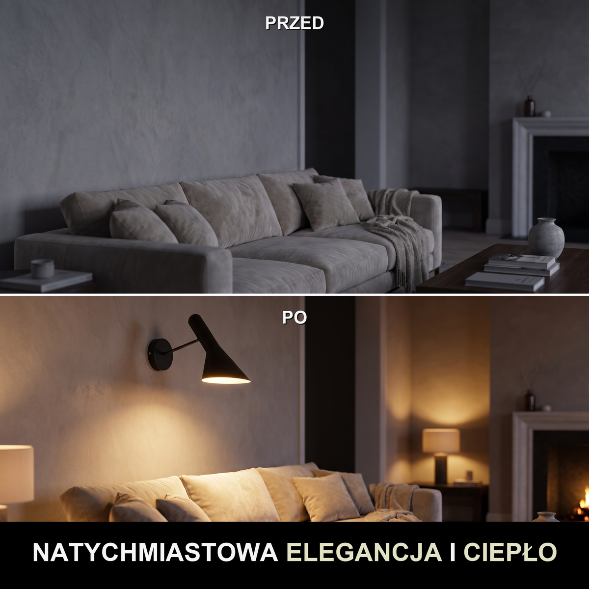 Czarny kinkiet do sypialni – nowoczesny LED | CONARO