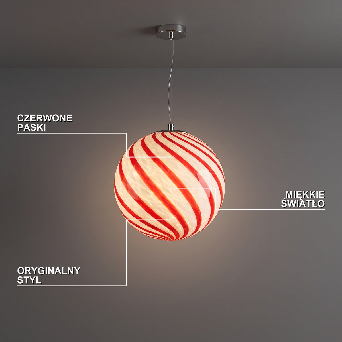 Czerwona lampa wisząca | Nellara