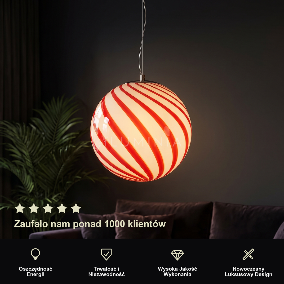 Czerwona lampa wisząca | Nellara