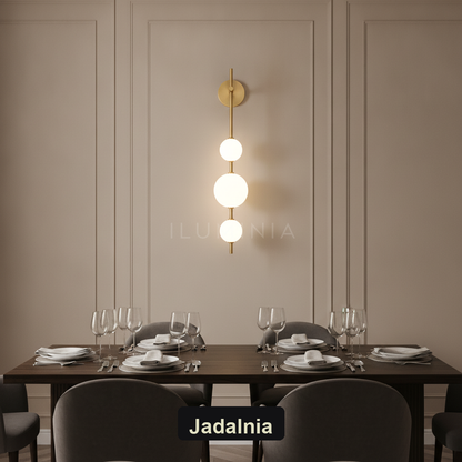 Kinkiet art deco – LED, opalowe szkło – ujęcie 2