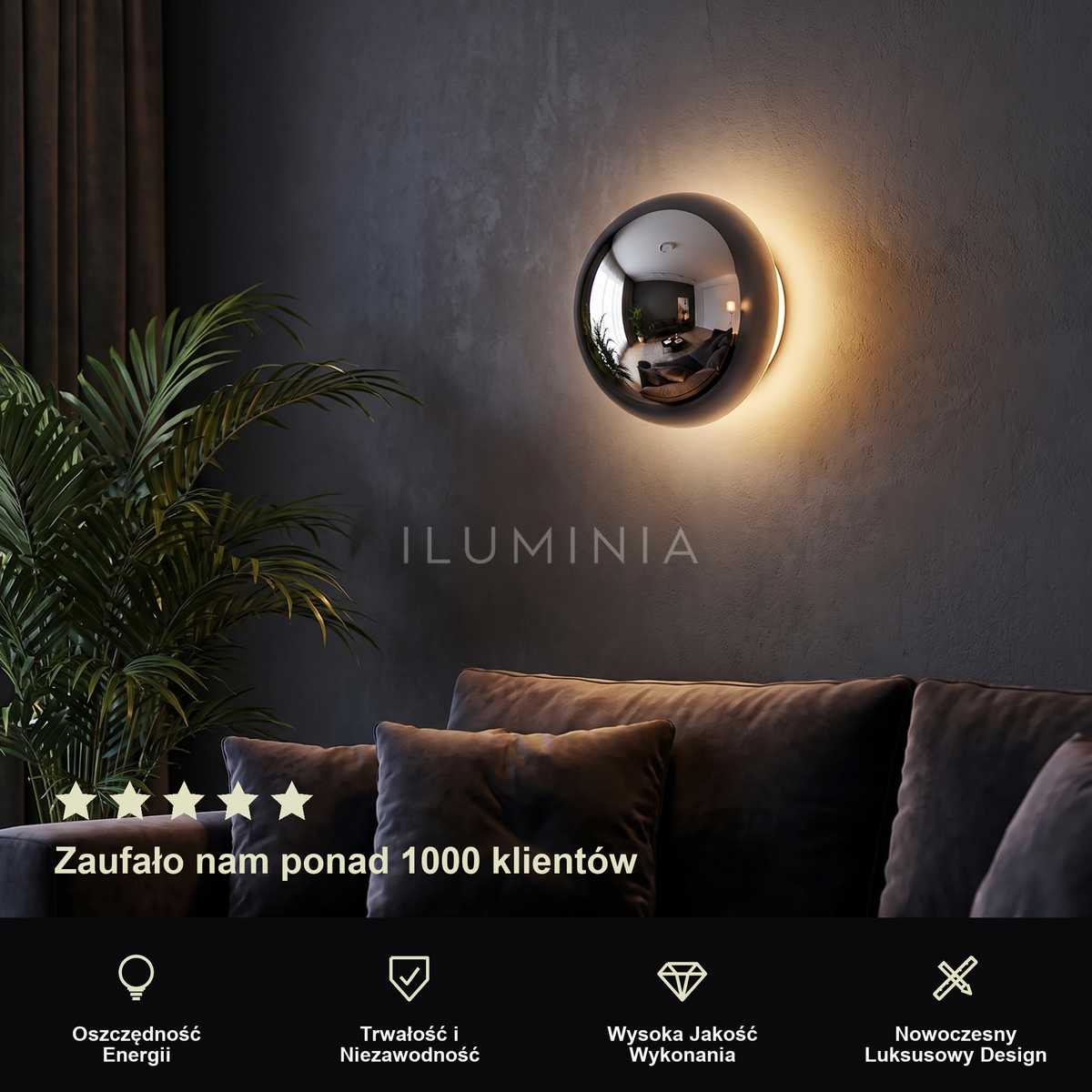 Kinkiet chrom – okrągła lampa LED | BOULIA – prezentacja