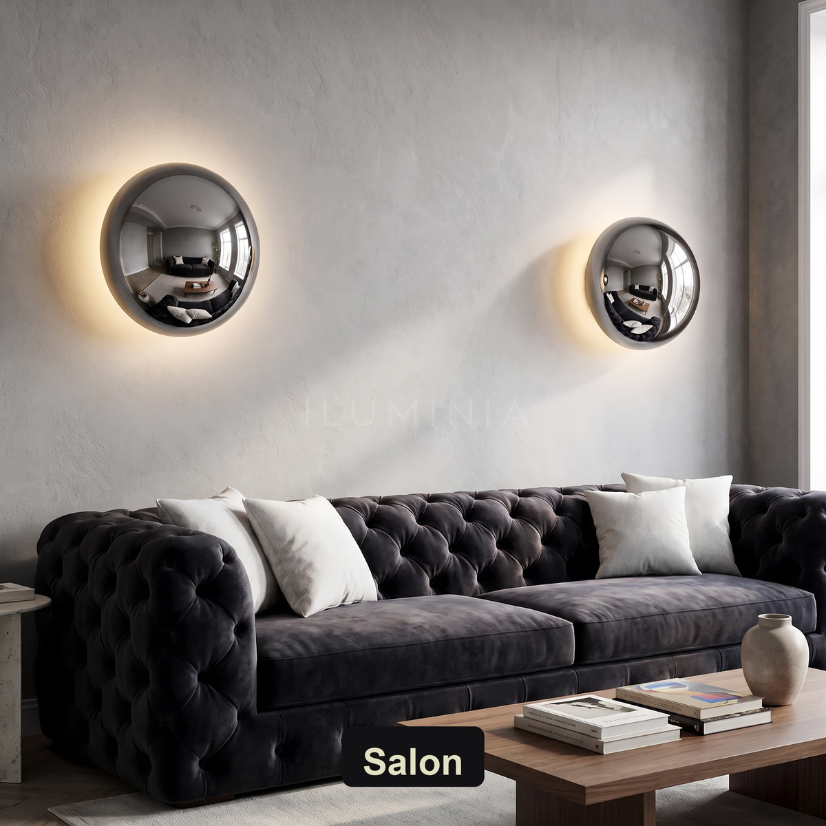 Kinkiet chrom – okrągła lampa LED | BOULIA – salon