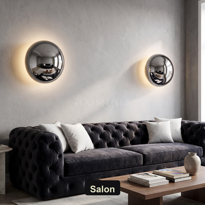 Kinkiet chrom – okrągła lampa LED | BOULIA – salon