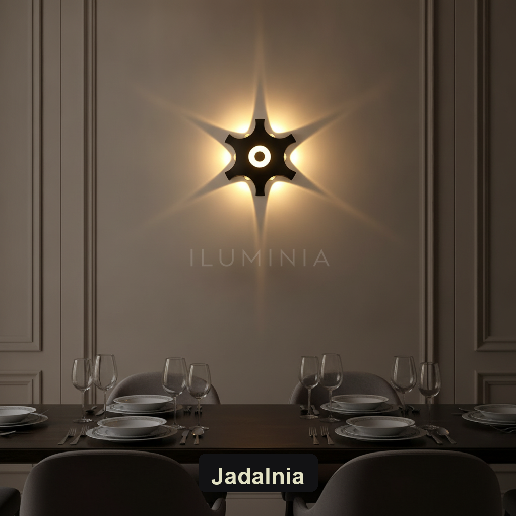 Kinkiet czarny led – gwiazda, dekoracyjny | MIFAH