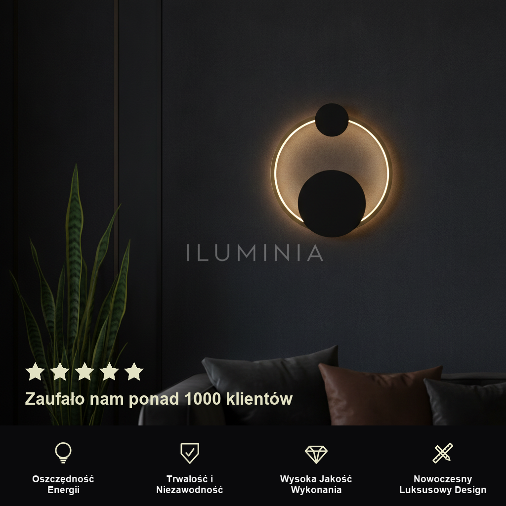Kinkiet czarny okrągły – LED, minimalizm – ujęcie 3