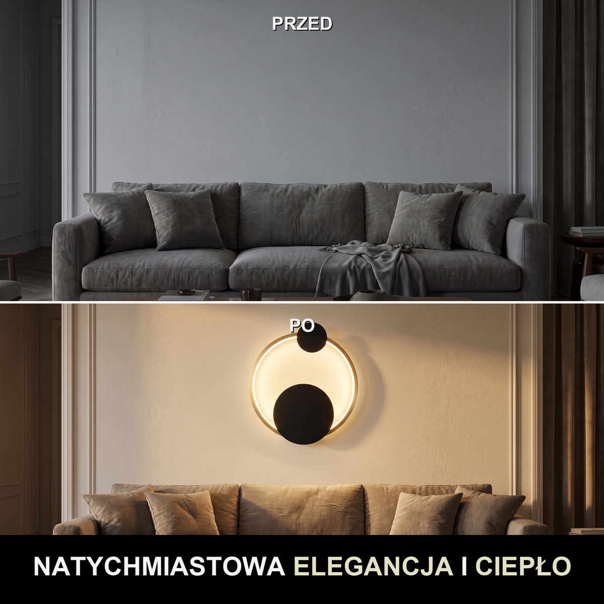 Kinkiet czarny okrągły – LED, minimalizm | NERIVO
