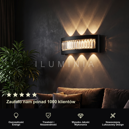 Kinkiet czarny z kryształkami – LED – ujęcie 2