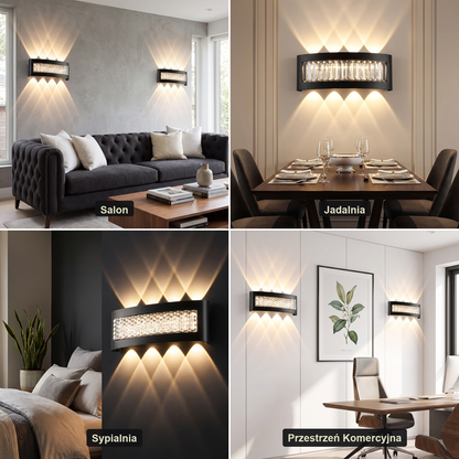 Kinkiet czarny z kryształkami – LED – ujęcie 4