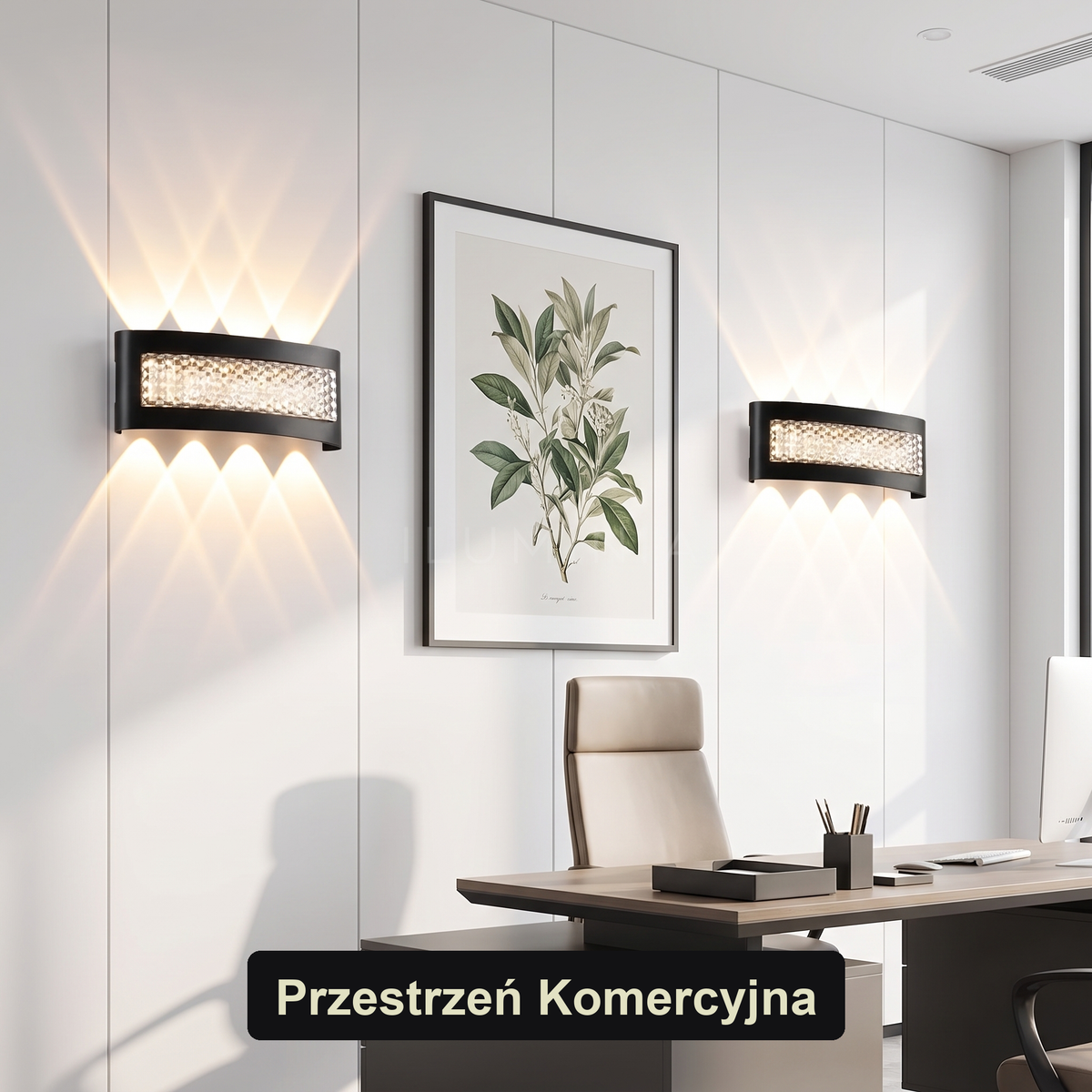 Kinkiet czarny z kryształkami – LED | SUTYRITE – przestrzeń komercyjna
