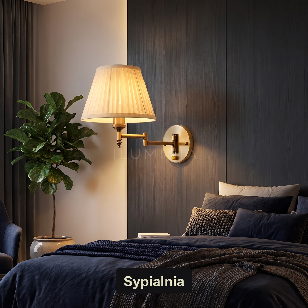 Kinkiet do czytania złoty | ABRELIS – sypialnia