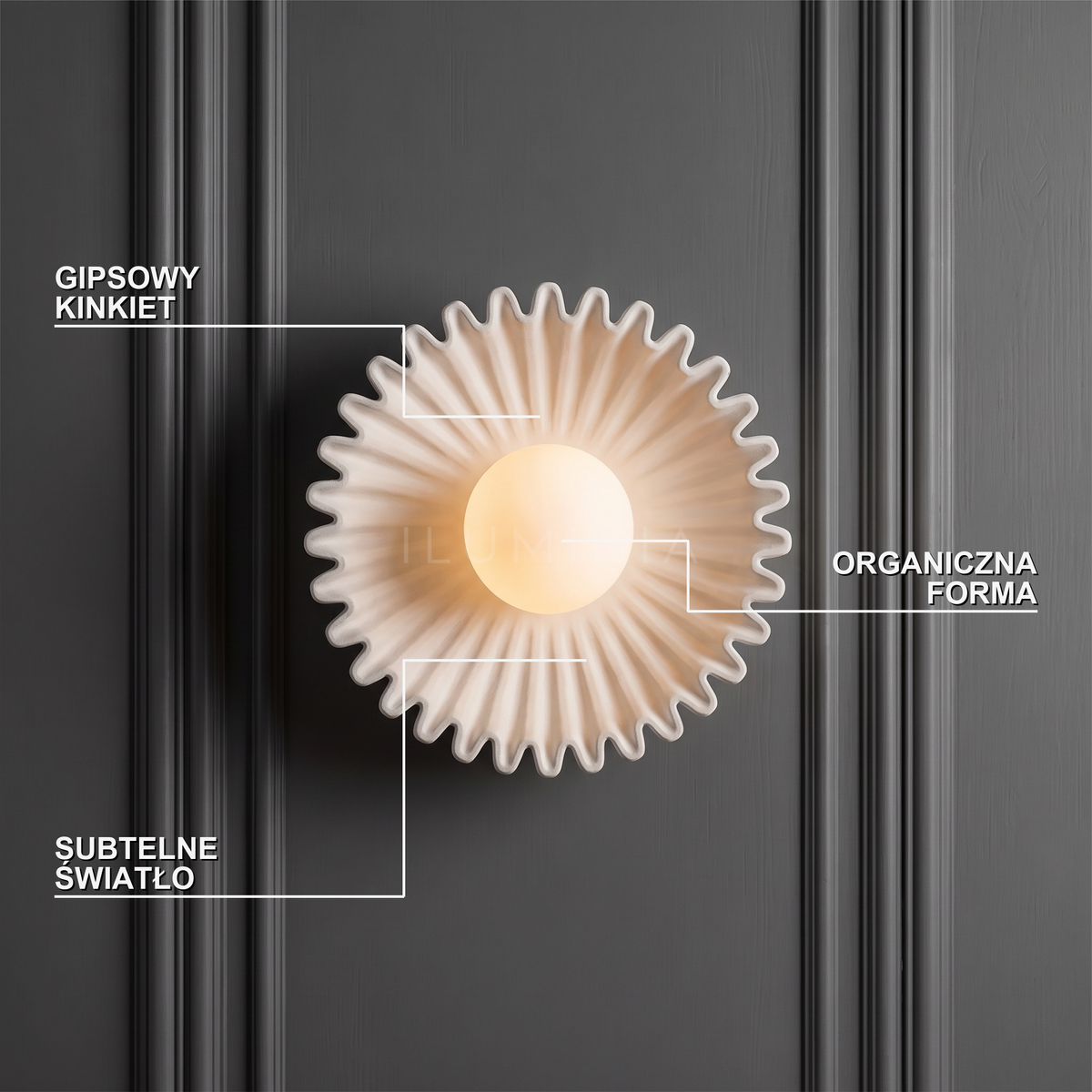 Kinkiet gipsowy – falisty, organiczny | ONDU