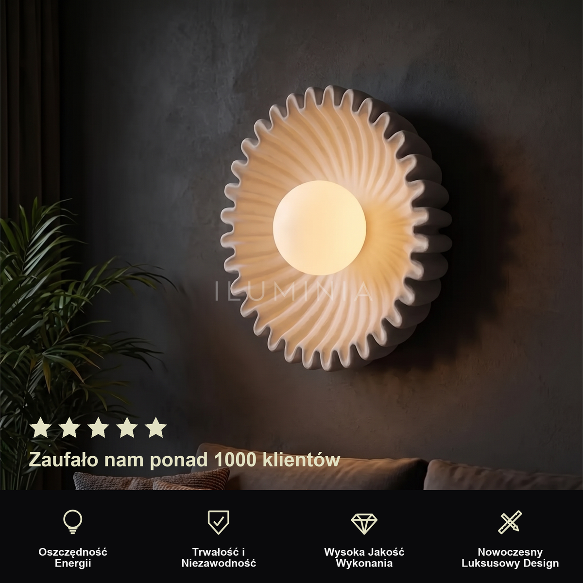 Kinkiet gipsowy – falisty, organiczny | ONDU