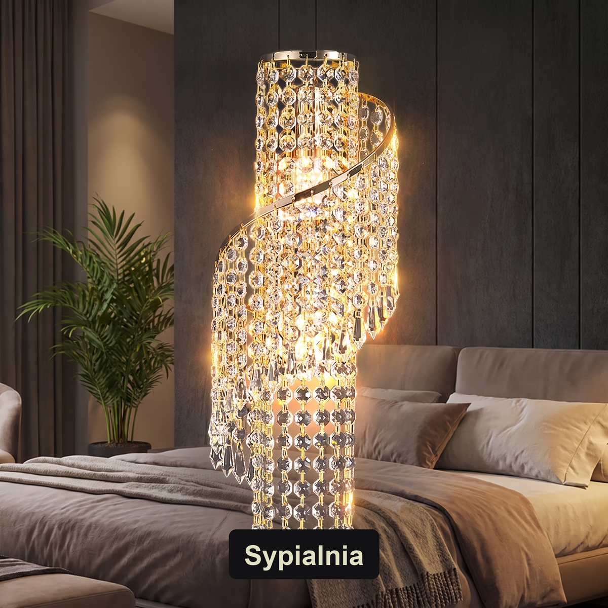 Kinkiet glamour – kryształowy z frędzlem | NAPPA – sypialnia