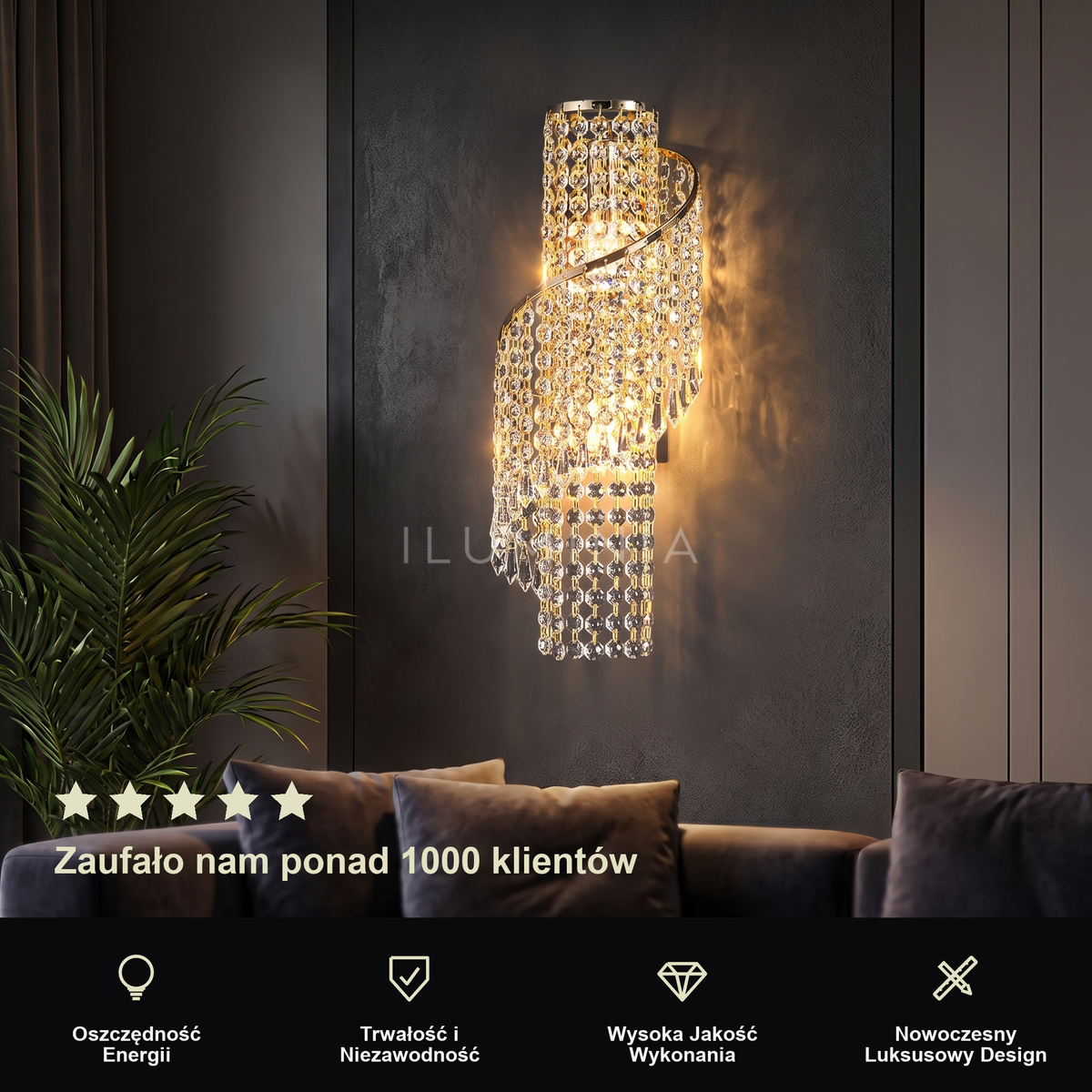Kinkiet glamour – kryształowy z frędzlem | NAPPA – prezentacja