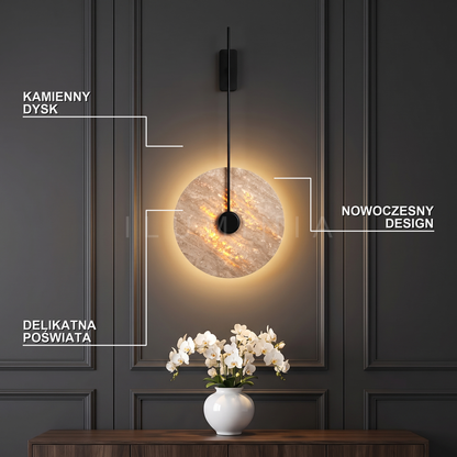 Kinkiet koło – okrąg z kamienia, czarny – ujęcie 2