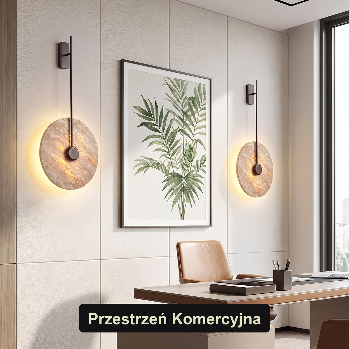 Kinkiet koło – okrąg z kamienia, czarny | ORBINAVA