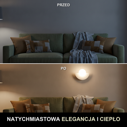 Kinkiet kula biała – LED, kute żelazo – ujęcie 2