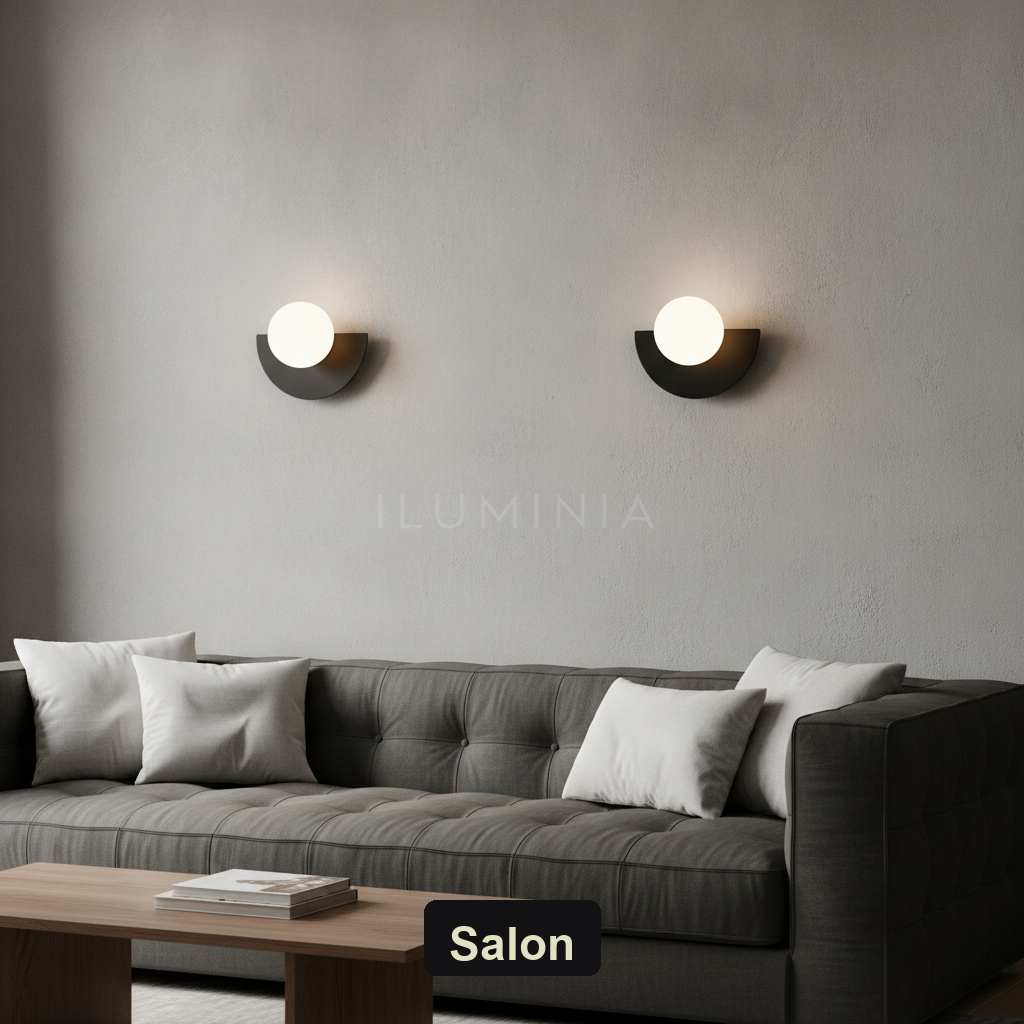 Kinkiet kula biała – LED, kute żelazo – ujęcie 4