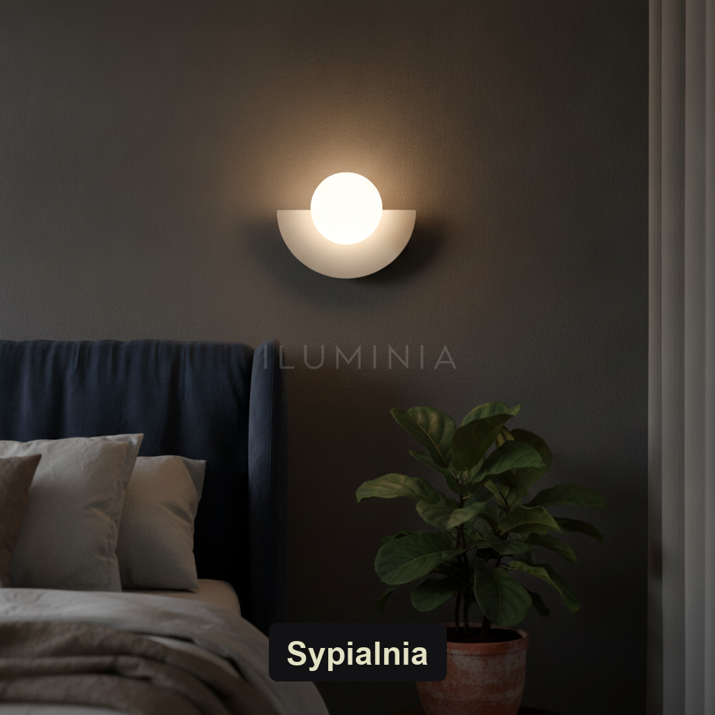 Kinkiet kula biała – LED, kute żelazo – ujęcie 6