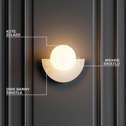 Kinkiet kula biała – LED, kute żelazo | SFERA – cechy i funkcje