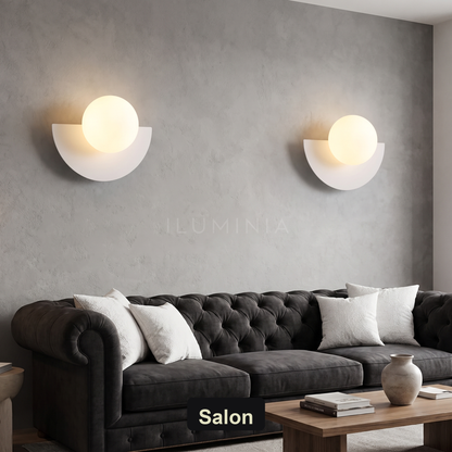 Kinkiet kula biała – LED, kute żelazo | SFERA – salon