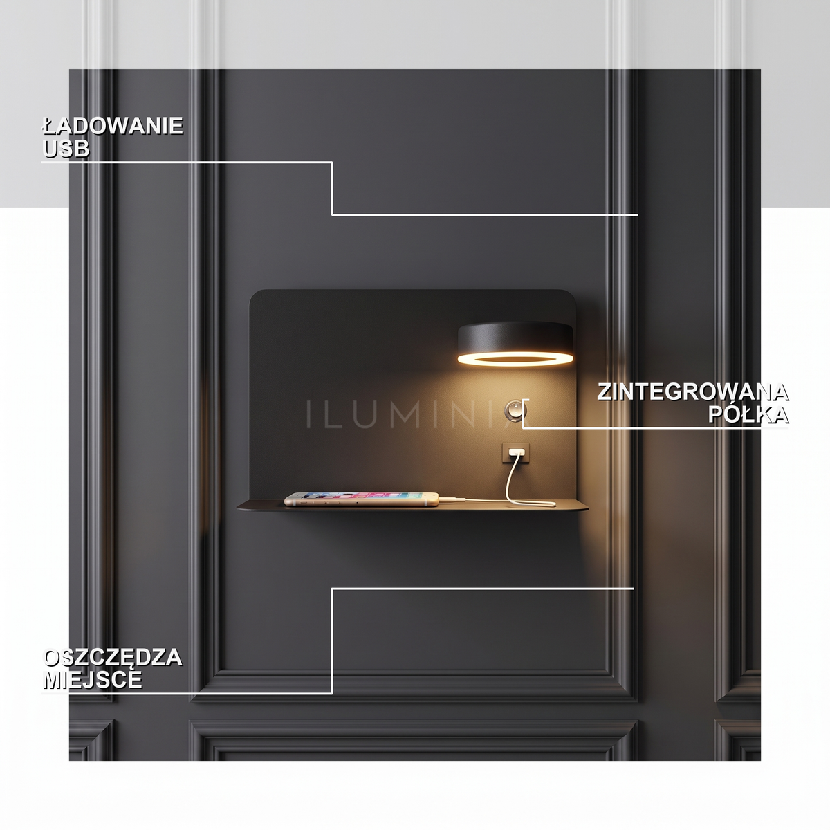 Kinkiet ładowany USB | URBANO
