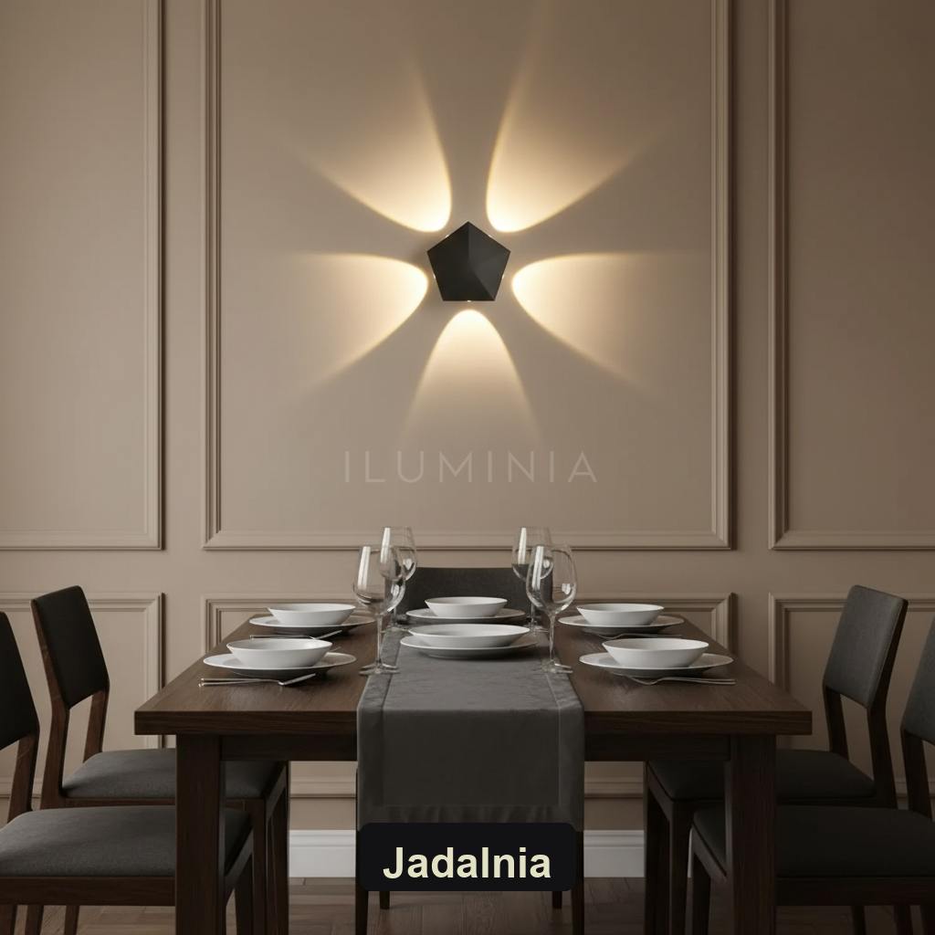 Kinkiet led czarny – efekt halo, minimalizm – ujęcie 3