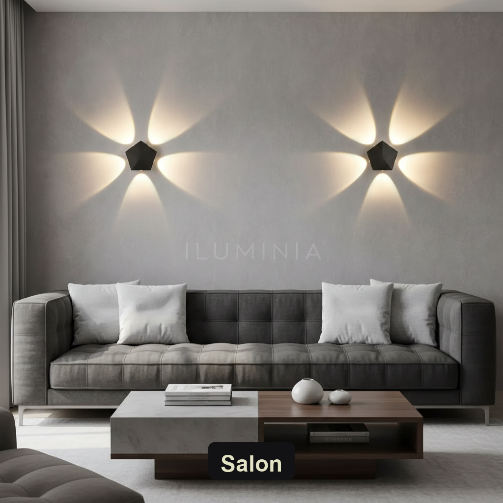 Kinkiet led czarny – efekt halo, minimalizm – ujęcie 6