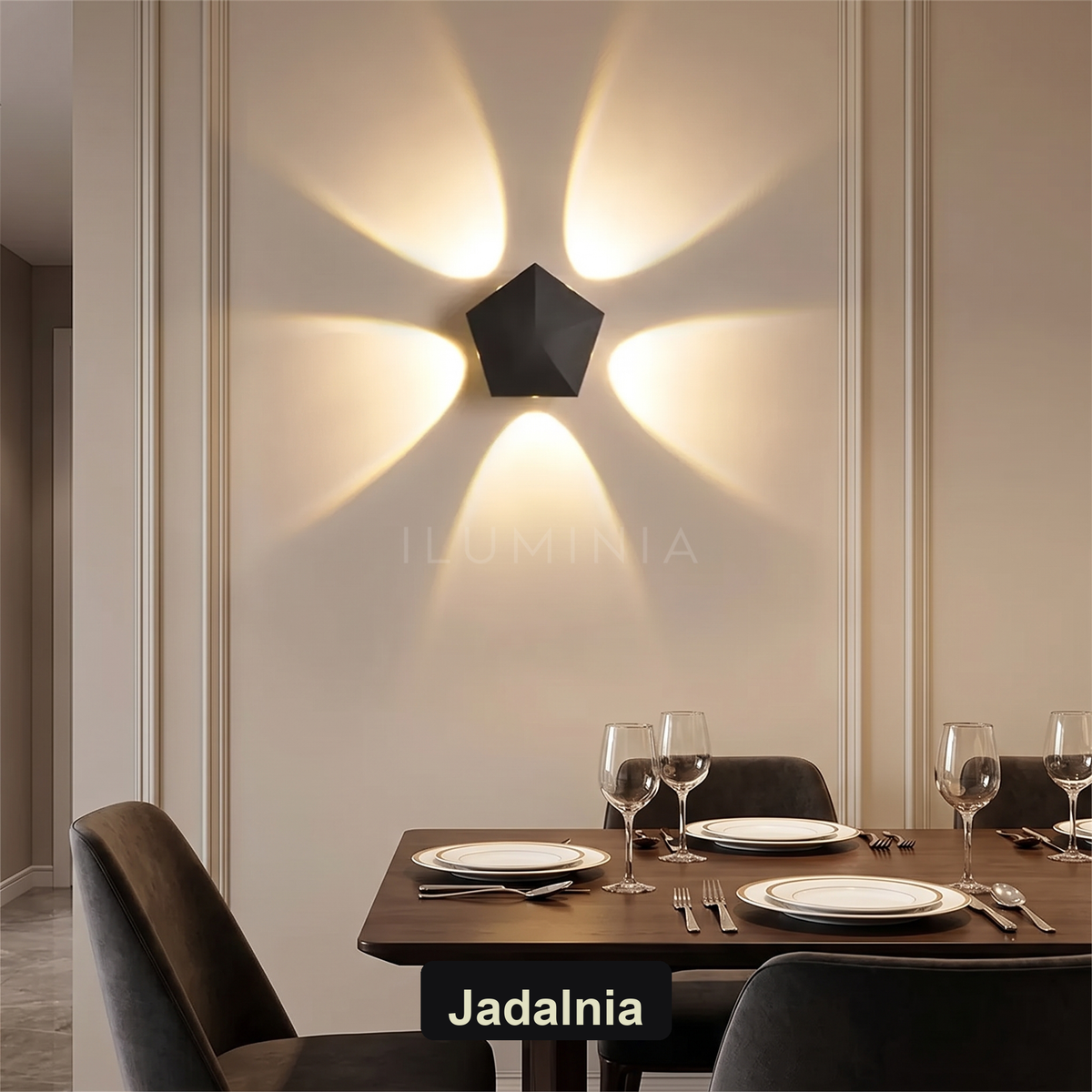 Kinkiet led czarny – efekt halo, minimalizm | SUDULI