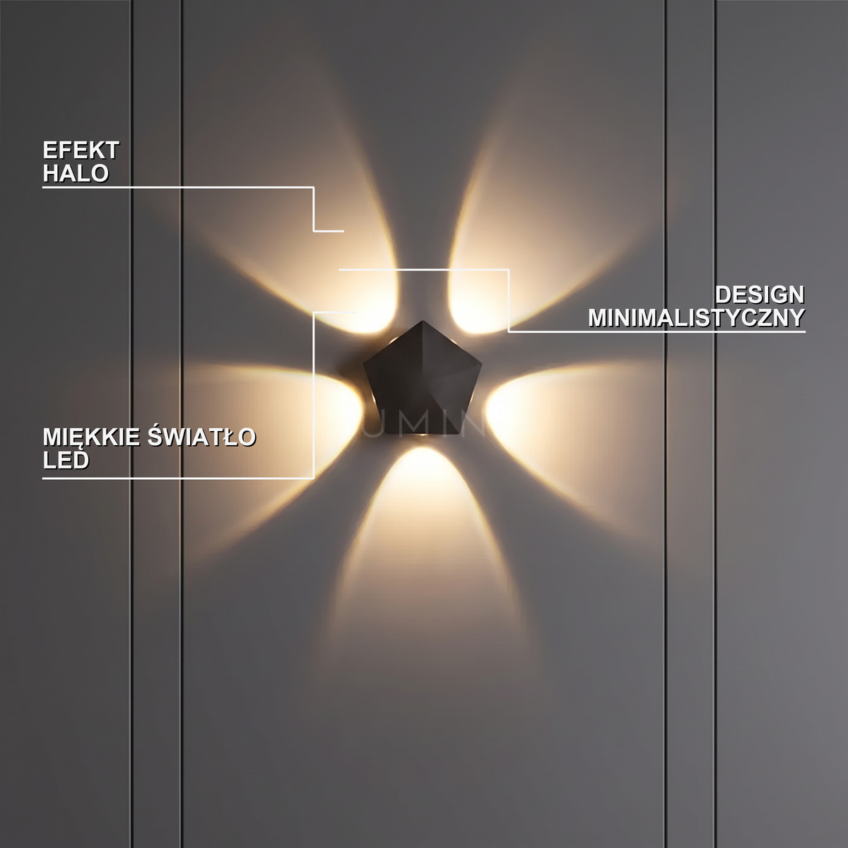 Kinkiet led czarny – efekt halo, minimalizm | SUDULI