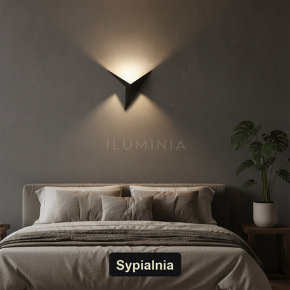 Kinkiet led nowoczesny – trójkąt, minimalizm | TRIA – sypialnia