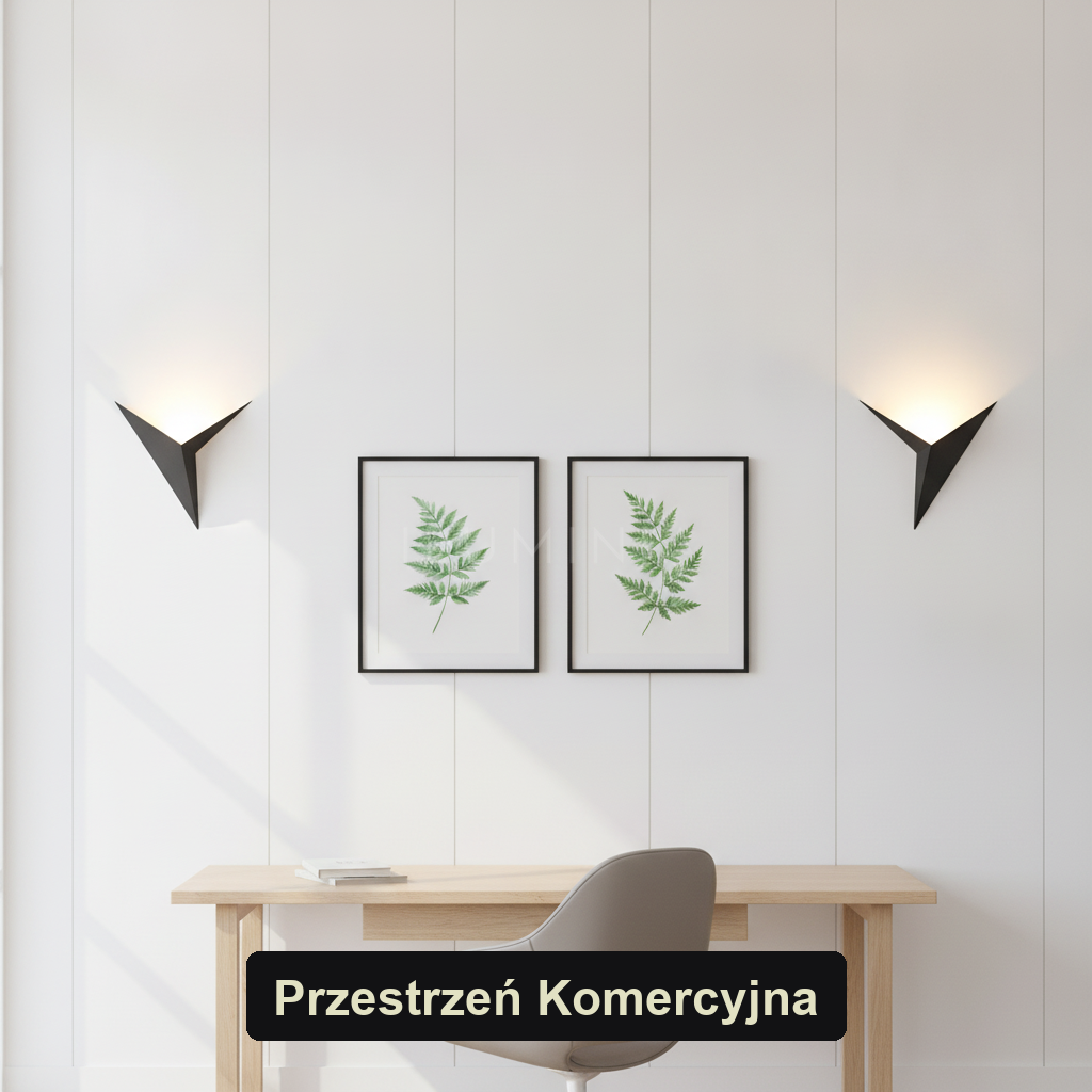 Kinkiet led nowoczesny – trójkąt, minimalizm | TRIA – przestrzeń komercyjna