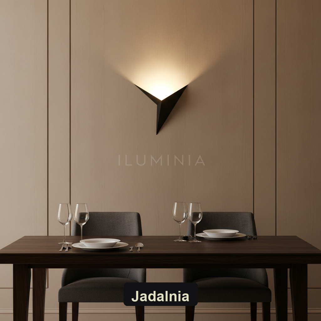 Kinkiet led nowoczesny – trójkąt, minimalizm | TRIA – jadalnia