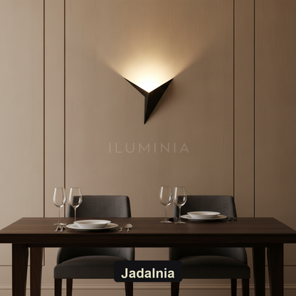Kinkiet led nowoczesny – trójkąt, minimalizm | TRIA – jadalnia