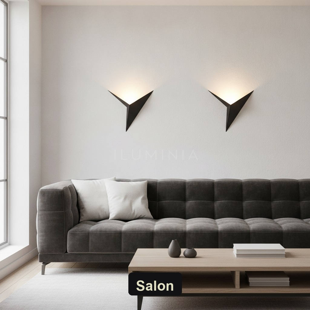Kinkiet led nowoczesny – trójkąt, minimalizm | TRIA – salon