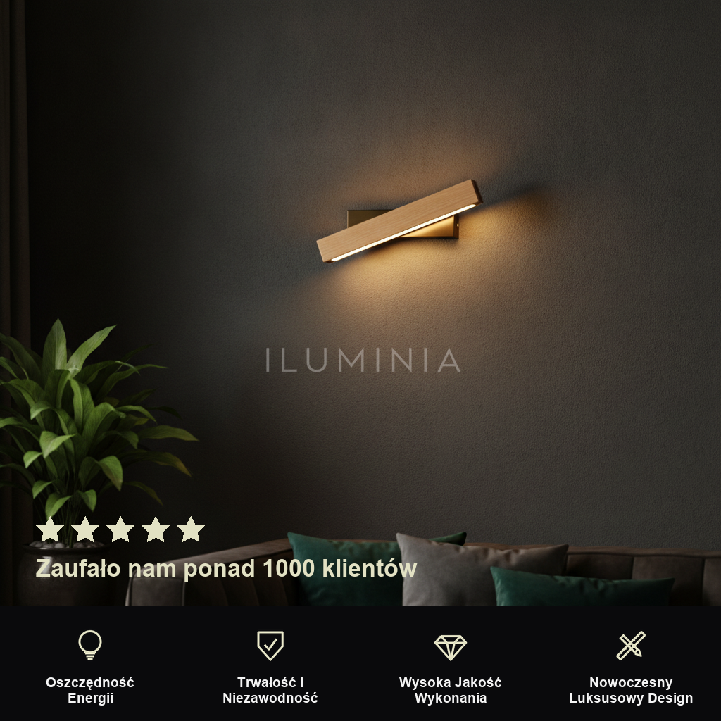 Kinkiet loft drewno – metal, industrialny – ujęcie 2