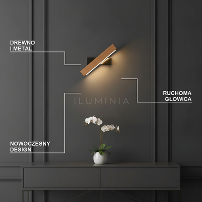 Kinkiet loft drewno – metal, industrialny – ujęcie 3