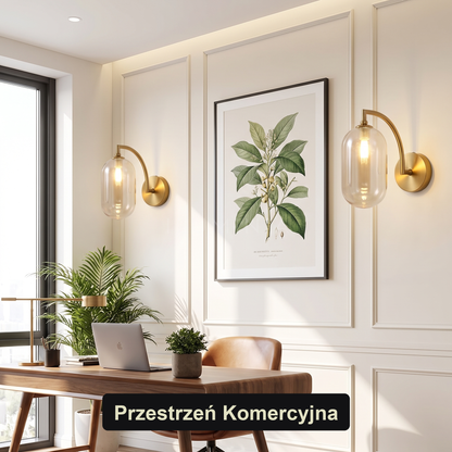 Kinkiet mosiądz antyczny – szkło, minimalizm | JEMIRA