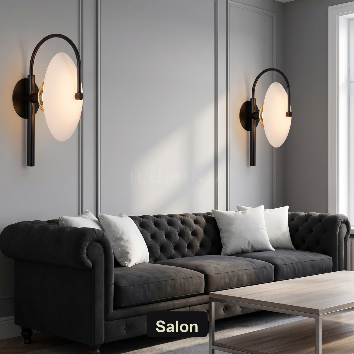 Kinkiet nowoczesny czarny – biały dyfuzor | DIFFU – salon