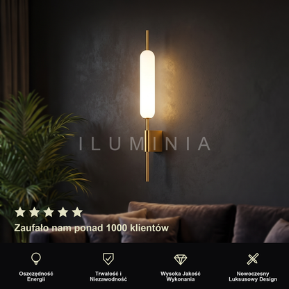 Kinkiet pionowy led – złoty, elegancki – ujęcie 2