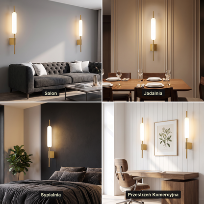 Kinkiet pionowy led – złoty, elegancki – ujęcie 4